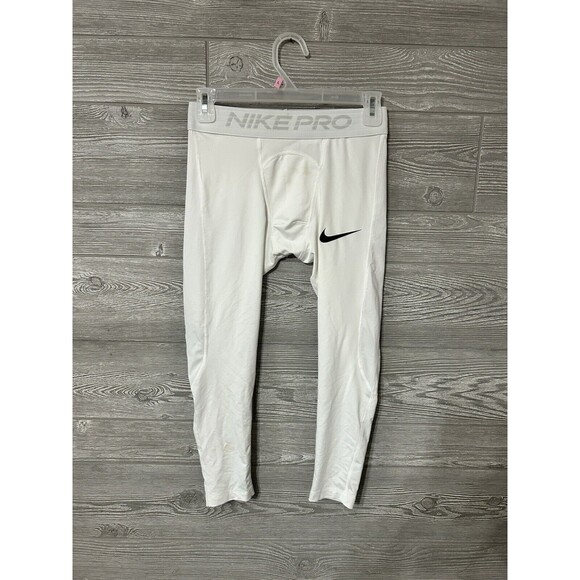 Nike Pro White Baselayer‎ Therma Tight Men’s size S Capri Length - Picture 1 of 8